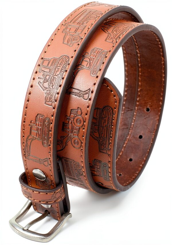 Boys Leather Belt Interchangeable Buckle Durable Stitched-3