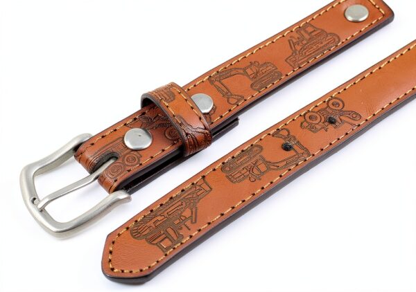 Boys Leather Belt Interchangeable Buckle Durable Stitched-5