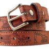 Boys Leather Belt Interchangeable Buckle Durable Stitched-0