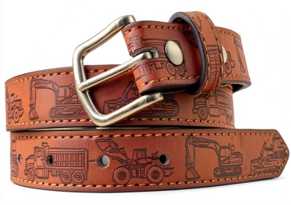 Boys Leather Belt Interchangeable Buckle Durable Stitched-0