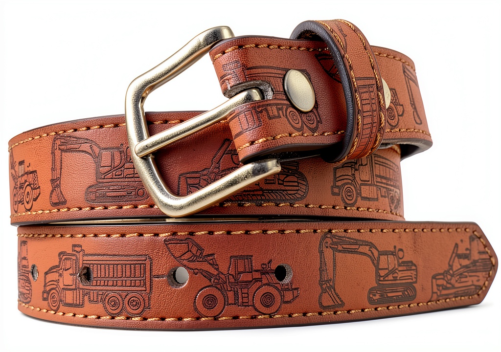 Boys wearing the leather belt with interchangeable buckle in a casual setting