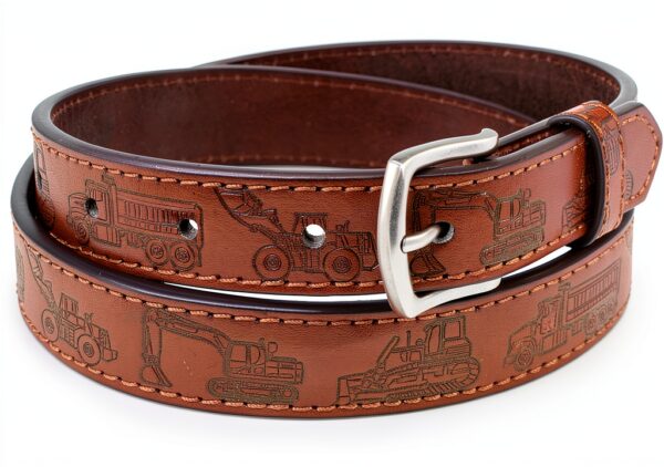 Boys Leather Belt Interchangeable Buckle Durable Stitched-2