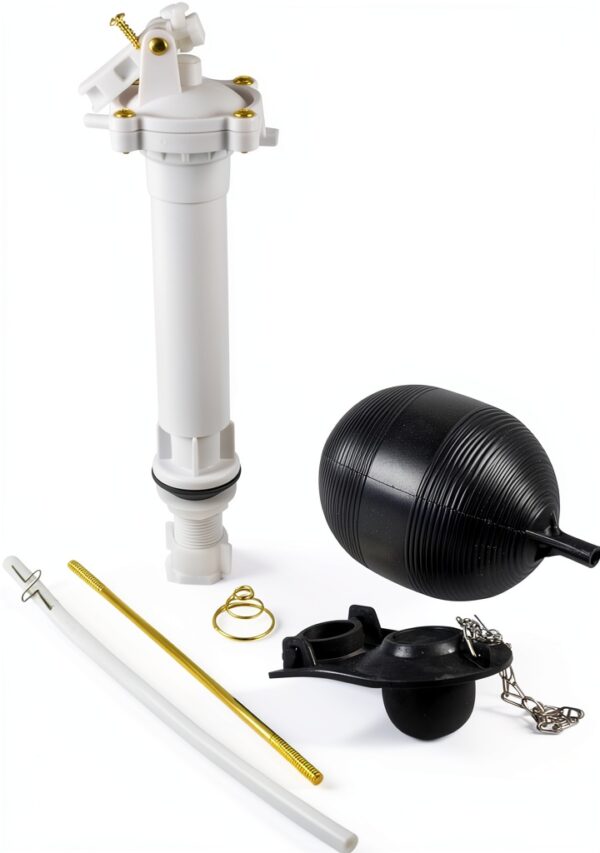 Toilet Repair Kit Danco with Fill Valve Flapper Ball Rod Float White-3