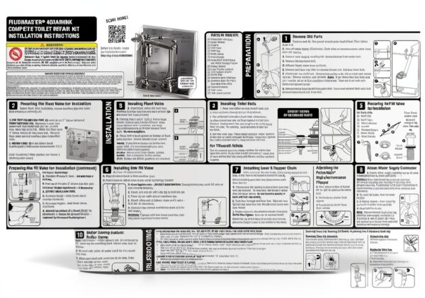Fluidmaster PerforMAX Toilet Repair Kit 1 Install Fill Valve Flapper-6