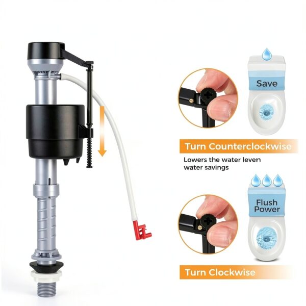 Toilet Fill Valve Kit houpeoro Universal Adjustable Height Red-3