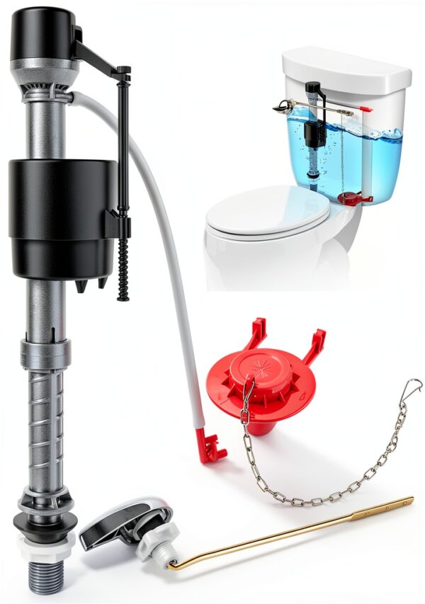Toilet Fill Valve Kit houpeoro Universal Adjustable Height Red-0