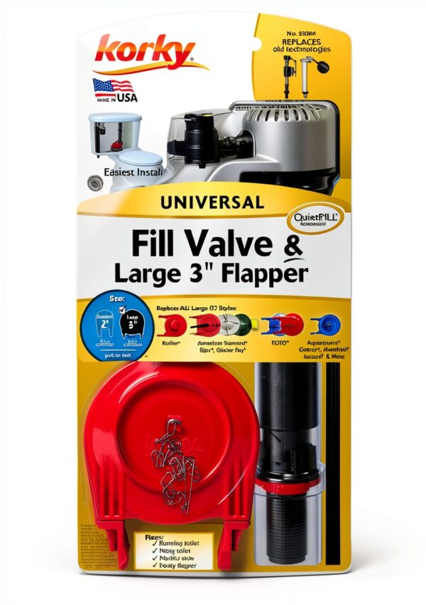 Korky Toilet Repair Kit Fill Valve Flapper Red 7-3/4 to 13-1/2 In-6