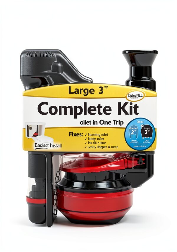 Korky Toilet Repair Kit 5010MP Black Red Silver Fill Valve-6