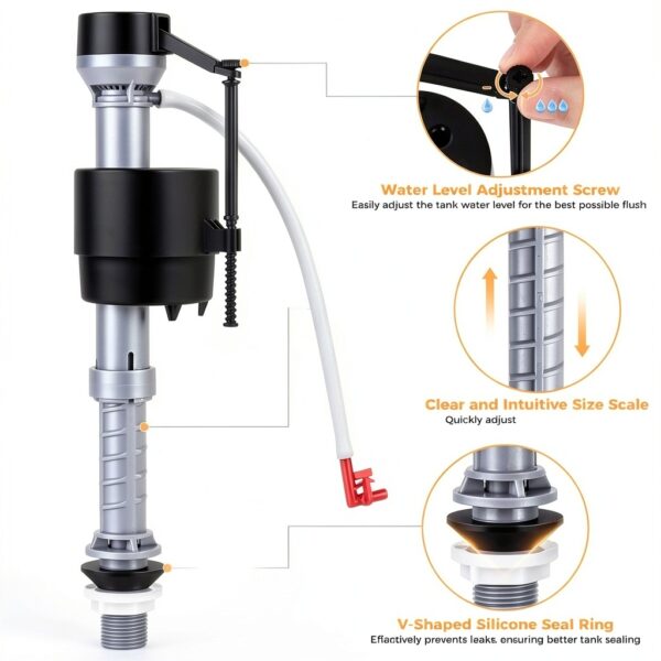 Toilet Fill Valve Kit houpeoro Universal Adjustable Height Red-7