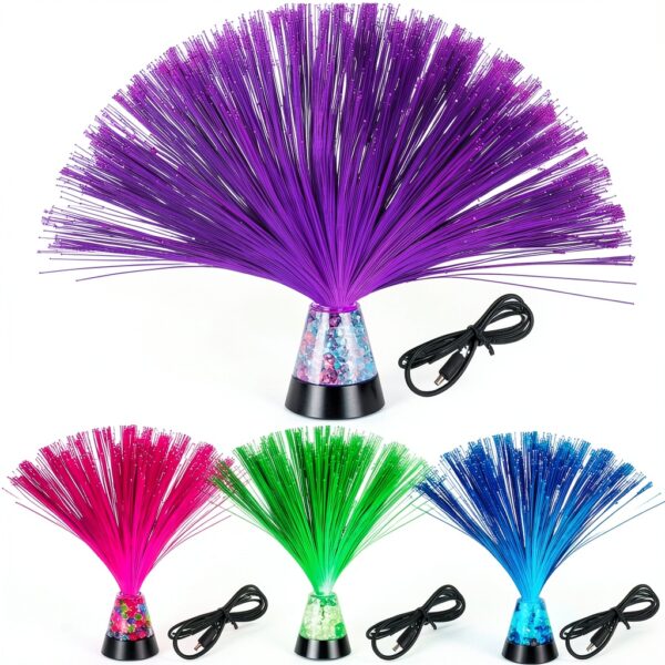 Fiber Optic Lamp Retisee 4 Piece with Crystal Base 14in Color Changing-0